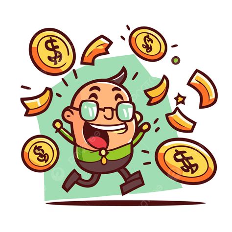 spending money vector sticker clipart cartoon character running