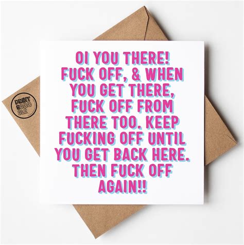 Oi You There Fuck Off Funny Leaving Card Moving Away New Start Card Good Luck