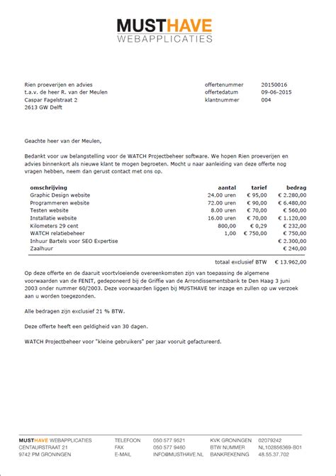 Voorbeeld Van Een Offerte