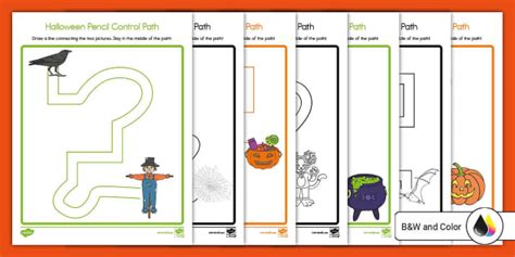 Halloween Pencil Control Path Worksheets Twinkl Twinkl