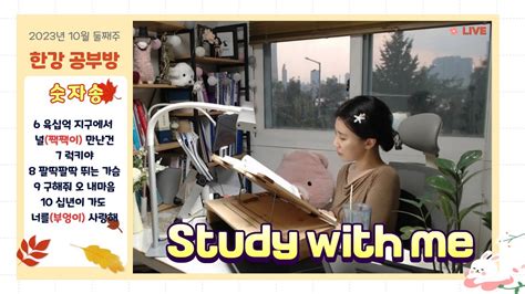 23 10 14 08 00 24 00 16H study with me live korean 스터디윗미 실시간 스터디