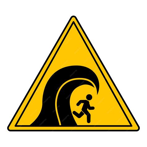 Señal amarilla de peligro de tsunami | Vector Premium