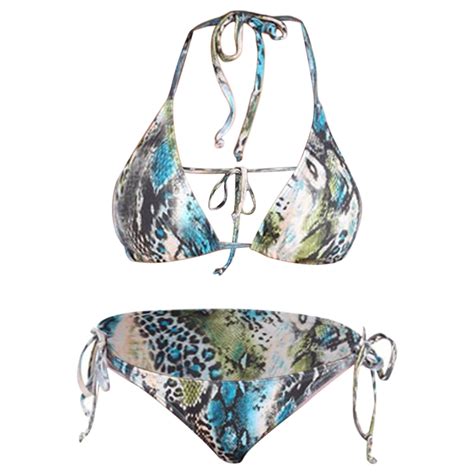 Piece Bikinis V Neck For Women Women S Hanging Neck Lace Up Bikini Colorful Pattern Printed