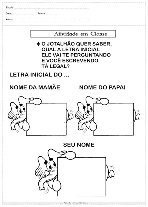 Atividades Identidade E Autonomia Atividade Em Classe Ler E Aprender