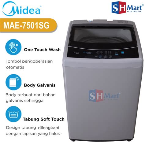 Jual MESIN CUCI MIDEA 1 TABUNG KAPASITAS 7 5 KG MAE 7501 TOP LOADING