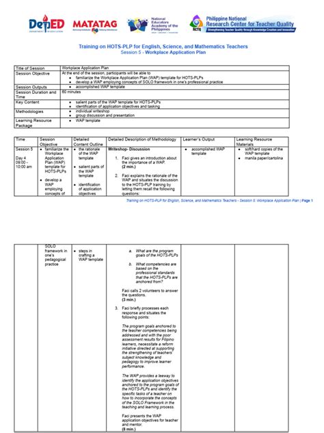 S5 Sg Workplace Application Plan Pdf Mentorship Teachers