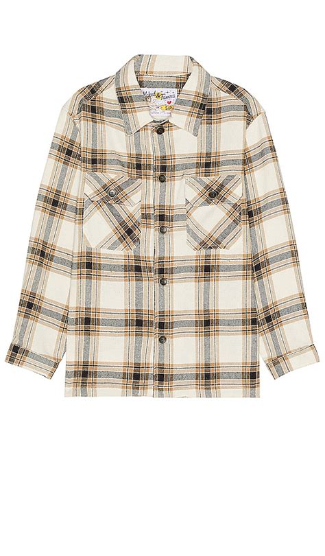 Naked Famous Denim Silk Work Shirt In Beige REVOLVE