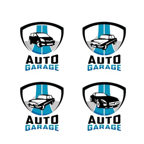 Premium Vector | Auto garage emblem logo design template set