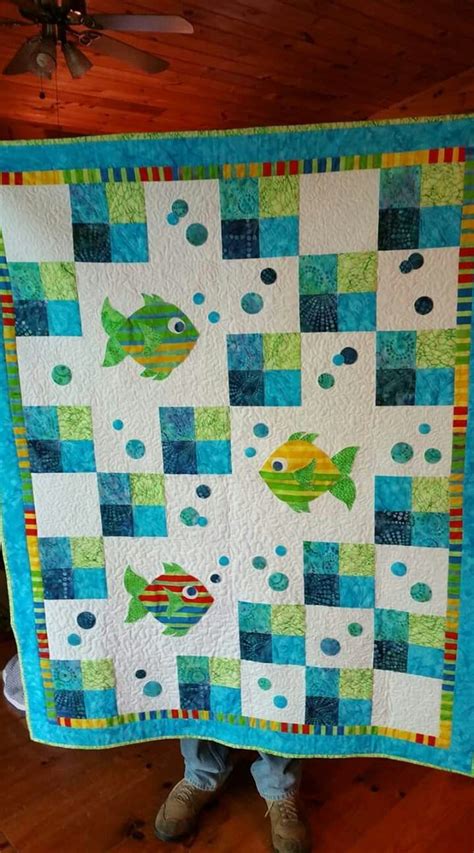 4 Patch And Fish Great Colors Love The Bubbles Too Boys Quilt