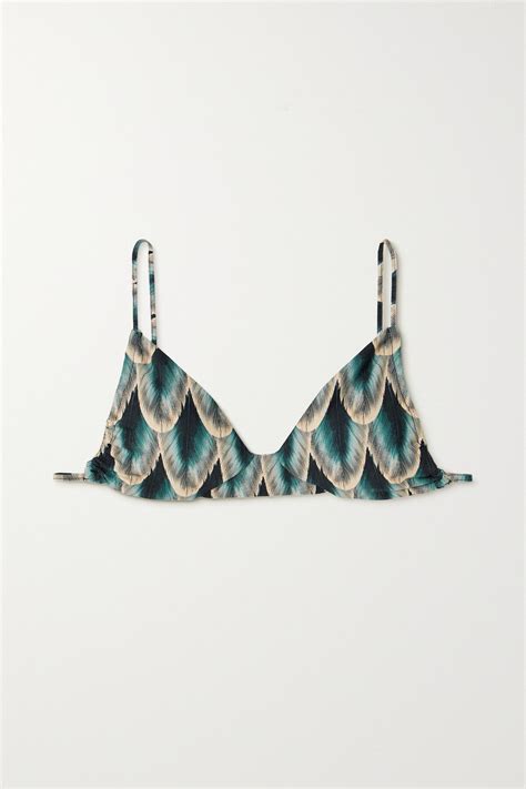 Agua By Agua Bendita Net Sustain Teresa Pluma Printed Recycled Triangle Bikini Top Blue