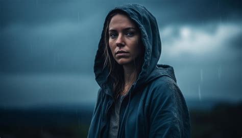 Premium Ai Image A Young Adult In A Hooded Shirt Stands Alone In Rain