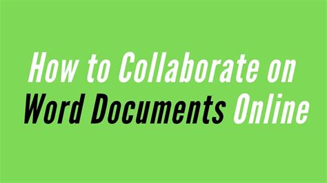 How To Collaborate On Word Documents Online Youtube