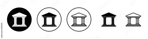 Bank icons set. Bank sign and symbol, museum, university Stock Vector ...