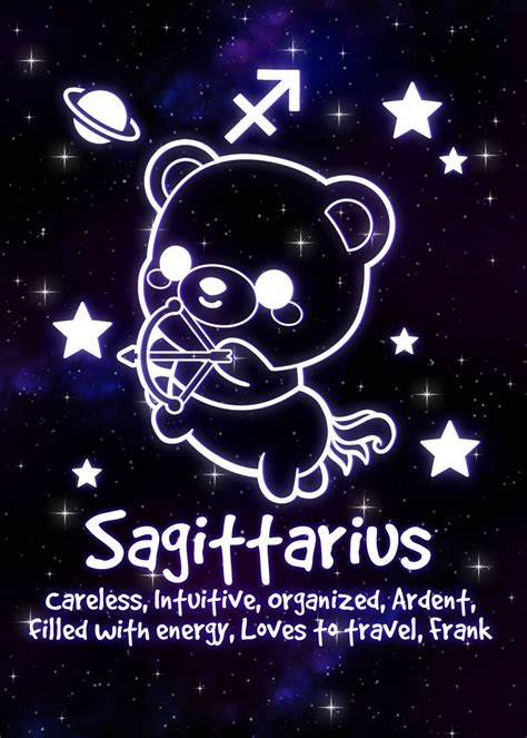 Sagittarius Kawaii Zodiac Poster Picture Metal Print Paint By