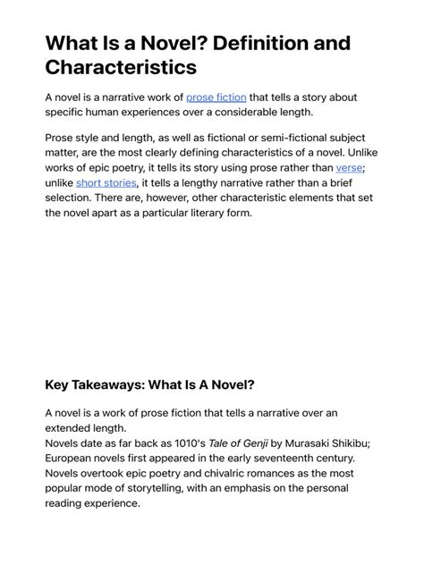 What Is A Novel Definition and Characteristics | PDF 