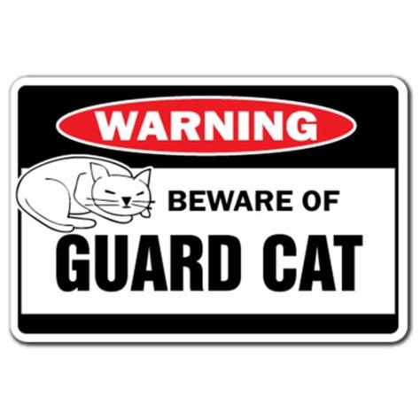 SignMission 8 x 12 in. Beware of Guard Cat Warning Decal - Cats Lover Decals Security Feline, 1 ...