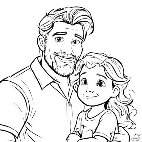 Descarga Padre E Hija Abrazándose En Un Dibujo En Blanco Y Negro Páginas Para Colorear En Línea