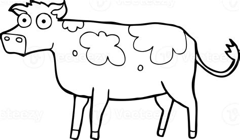 Hand Drawn Black And White Cartoon Cow 45078467 Png