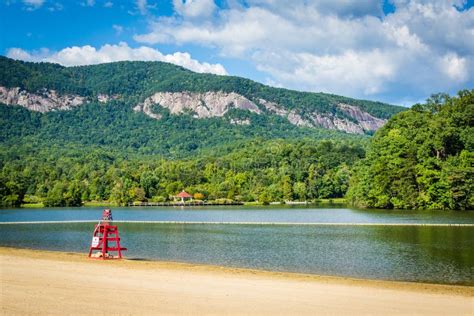 Beach on Lake Lure, in Lake Lure, North Carolina. Stock Image - Image ...