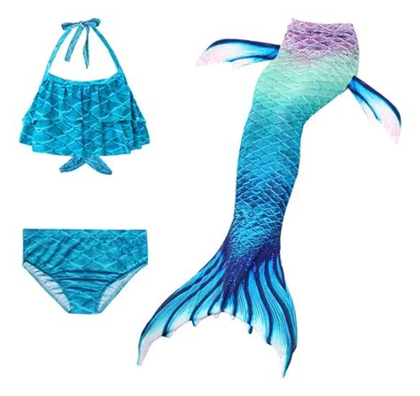 Kit Cola De Sirena Con Bikini Monoaleta Infantil Meses Sin Inter S