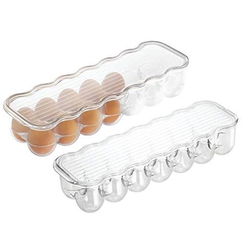 Mdesign Stackable Plastic Covered Egg Tray Holder Storage Container