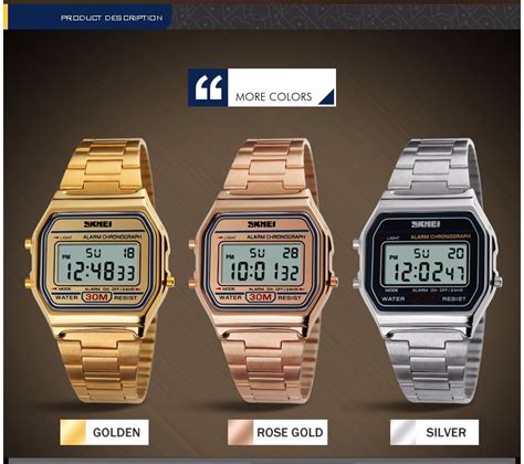 SKMEI 1123 Rectangle Digital Stainless Steel Band Fashion Luxury Men ...