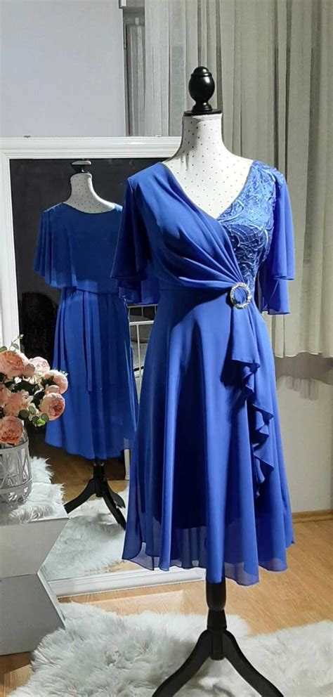 Haljina Kratka Kraljevsko Plava Sa čipkom Elegant Shop