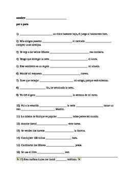 Por And Para Worksheet