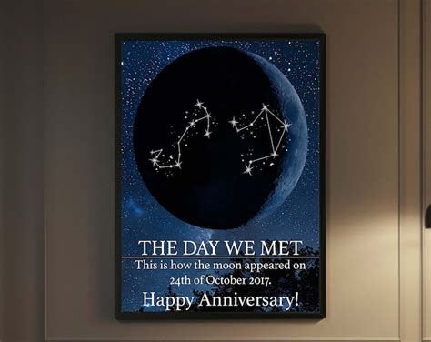 Custom Moon Phase Print Anniversary Gift Lunar Art Print