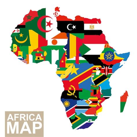 Mapa De Frica Mapa Vectorial De Frica Con Banderas Bandera De Pa Ses