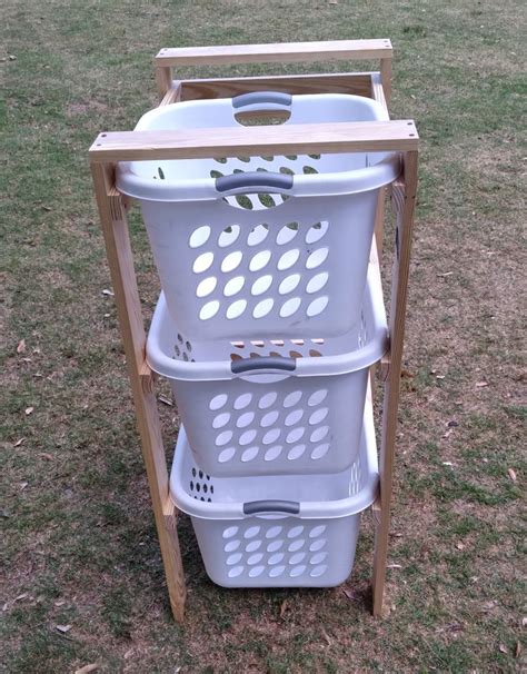 High Unfinished Laundry Basket Holder Ready To Paint Or Stain