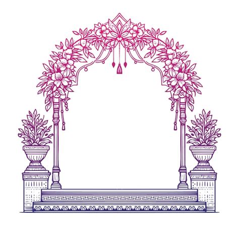 Premium Vector Floral Wedding Gate For Wedding Invitation Card Design