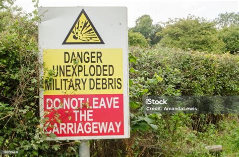 Unexploded Ordnance Warning Sign Stock Photo Download Image Now