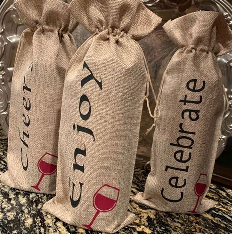 Burlap Wine Bottle Bag With Drawstring Wine Bottle Gift Bag Wine Gift