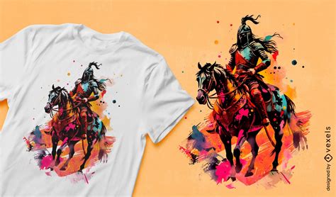 Ancient Warrior Watercolor T Shirt Design Psd Editable Template