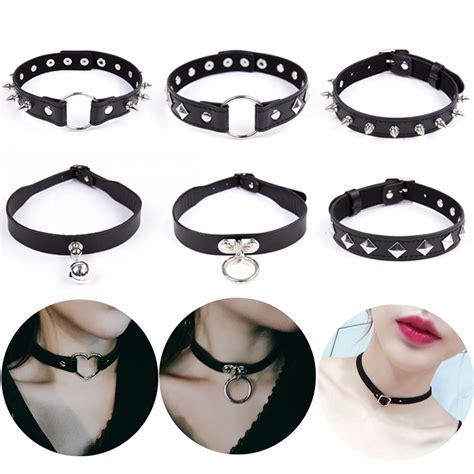 Sexy Clavicle Necklace Harajuku Punk Rock Gothic Pu Leather Heart Spike Rivet Collar Choker