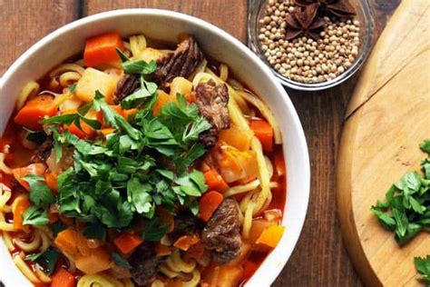 Lagman Recipe Uzbek Beef Noodle Soup Leelalicious