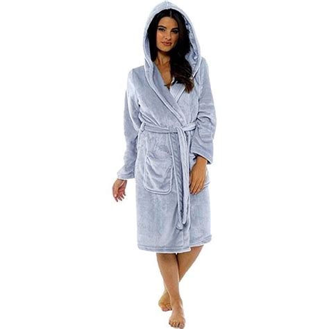 Robe De Chambre Femme En Polaire Douce Robe De Bain Nuit Manches