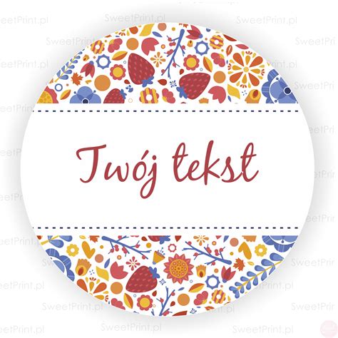 Okrągłe naklejki personalizowane z kwiatowym motywem SweetPrint pl