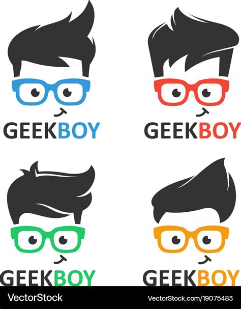 Geek Or Nerd Logo Set Royalty Free Vector Image