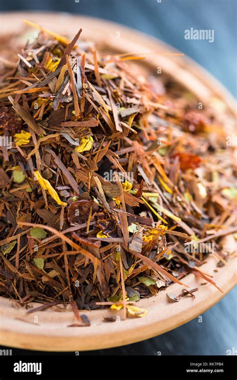 Dried Rooibos Tea With Fruits And Flowers Stock Photo Alamy