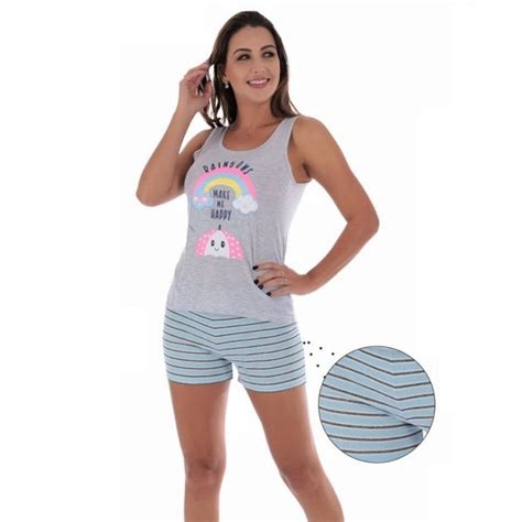 Short Doll Feminino Listrado Verão Victory Galé Lingerie Calcinhas