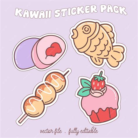 Premium Vector | Bright and colorful kawaii food japan style sticker ...