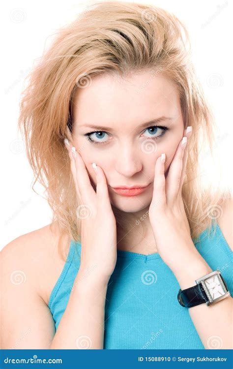 Closeup Portrait Of A Playful Attractive Blonde Stock Photo Image Of Beautiful Blonde 15088910