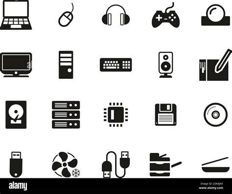 Computer Hardware Icons Black And White Set Big Stock Vector Image And Art