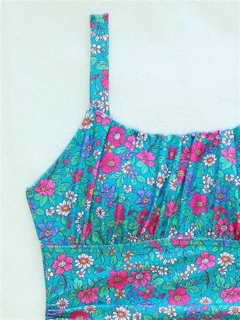 New European American Ins Style Floral Print Full Coverage One Piece Swimsuits Bikini