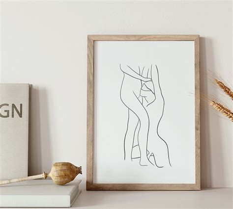 Bdsm Art Female Line Art Femdom Art Nude Line Drawing Erotic Nudity Sensual Wall Art Nude