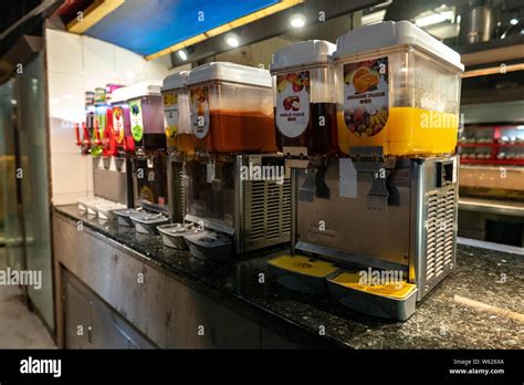 Variety Choices Of Drinks In A Buffet Restaurant Stock Photo Alamy
