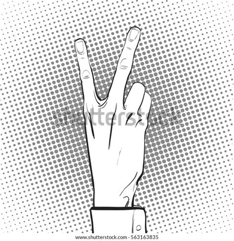 Victory Gesture Hand Victory Sign Two Stock Vector Royalty Free