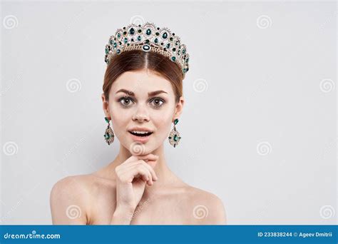 Beautiful Woman Luxury Naked Shoulders Cosmetics Fashion Close Up Lifestyle Stock Photo Image